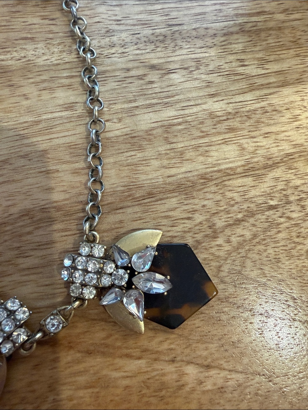 J. Crew Gold-Tone Tortoiseshell and Crystal Statement Necklace - Picture 2 of 2